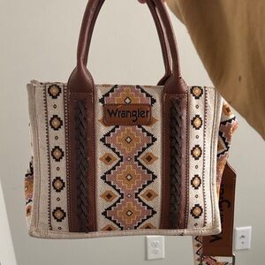 Wrangler Tan and Brown Geometric Tote